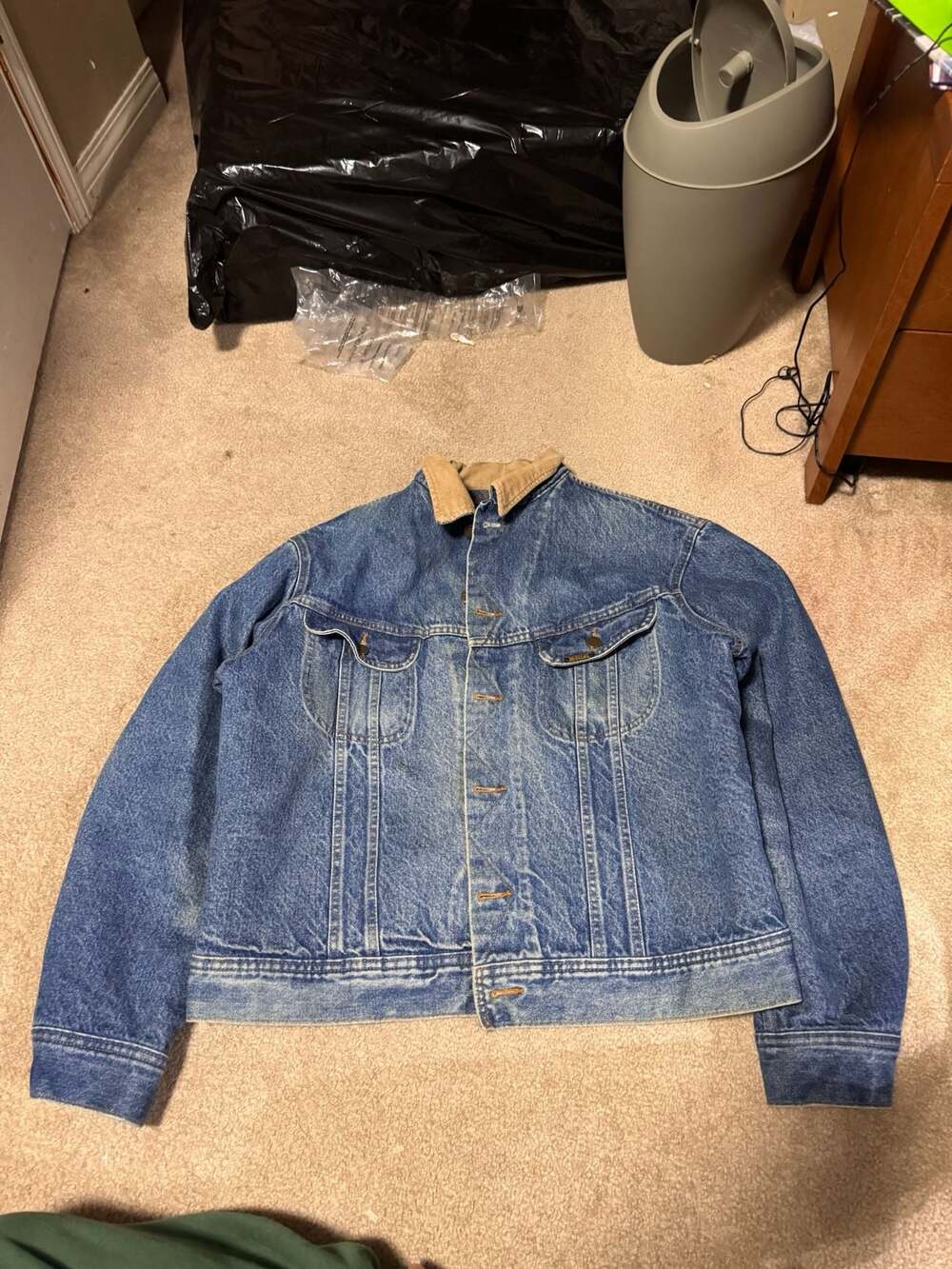 Vintage 80s Mustang Stormrider Blanket Lined Denim Jacket with Corduroy Collar